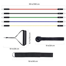 Load image into Gallery viewer, Letsfit Resistance Bands Set, Exercise Bands with Handles, Training Tubes with Door Anchor &amp; Ankle Straps for Resistance Training, Physical Therapy, Home Workout, Yoga, Pilates Stackable up to 150 lb
