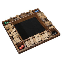 Load image into Gallery viewer, WE Games 4 Player Shut The Box Dice Board Game - Walnut Stained Wood - Large Coffee Table Size - 14 Inches, for Family and Adult Game Night Play in Classroom, Home or Bar
