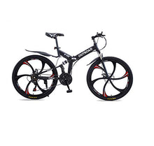 Load image into Gallery viewer, PanAme 26 Inch Folding Bike, Mountain Bike with 6 Spoke Wheels and 21 Speed Shimano Shifter, Full Suspension Anti-Slip Bicycle for Adult, Black
