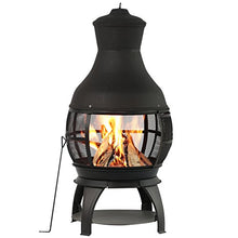 Load image into Gallery viewer, BALI OUTDOORS Outdoor Fireplace Wooden Fire Pit, Chimenea, Black
