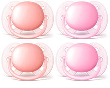 Load image into Gallery viewer, Philips AVENT Ultra Soft Pacifier, 0-6 Months, Pink/Peach, 4 Pack, SCF213/40
