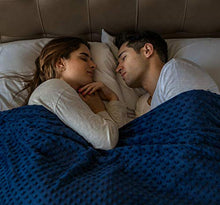 Load image into Gallery viewer, COMFOLAX Weighted Blanket + Removable Soft Minky Duvet Cover (Grey Blanket + Navy Blue Minky Cover, 48"x72" | 15 lbs)
