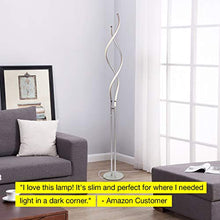 Load image into Gallery viewer, Brightech Embrace - Modern LED Spiral, 2 in 1 Lamp for Living Rooms - Contemporary Bright Lighting, Standing 40" Tall End Table Lamp Adjustable to 66" Floor Lamp - Dimmer Built In - Silver
