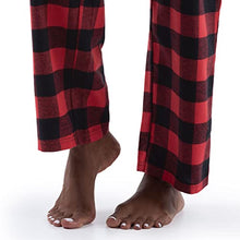Load image into Gallery viewer, Fruit of the Loom Women's Plus Size Waffle V-Neck Top and Flannel Pant Sleep Set, Radiant Red/Buffalo Check, 2X
