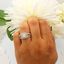 Load image into Gallery viewer, Dazzlingrock Collection 1.00 Carat (ctw) 10K Round Diamond Split Shank Halo Engagement Ring Set 1 CT, White Gold, Size 7

