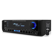 Load image into Gallery viewer, Home Audio Power Amplifier System - 300W 4 Channel Theater Power Stereo Sound Receiver Box Entertainment w/ USB, RCA, AUX, Mic w/ Echo, LED, Remote - For Speaker, iPhone, PA, Studio Use - Pyle PT390AU
