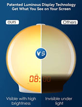Load image into Gallery viewer, Sunrise Alarm Clock, Wake Up Light Full Screen, Fluent Color No Shadow, 320 Lux Sunrise Simulation, Digital Alarm Clock for Bedrooms Radio Heavy Sleepers Adults Kids, 8 Nature Sounds &amp; Snooze(1Pack)
