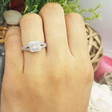 Load image into Gallery viewer, Dazzlingrock Collection 0.50 Carat (ctw) Princess &amp; Round Cut Diamond Halo Engagement Ring 1/2 CT, 14K White Gold, Size 7
