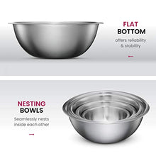 Load image into Gallery viewer, Stainless Steel Mixing Bowls (Set of 5) Stainless Steel Mixing Bowl Set - Easy To Clean, Nesting Bowls for Space Saving Storage, Great for Cooking, Baking, Prepping
