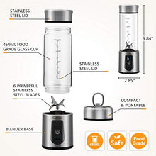 Load image into Gallery viewer, Portable Blender, G-TING Personal Smoothies Blender Cordless, Single Serve Mini Blender 450ml USB Rechargeable Small Juice Mixer Portable Juicer (Shakes, Smoothies, Home, Travel &amp; Gym) Food Grade
