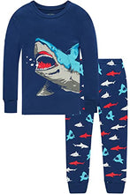 Load image into Gallery viewer, Little Boys Shark Pajamas 100% Cotton 4 Piece Toddler Boys Pajamas Children Sleepwear Size 5 Blue
