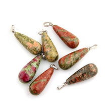 Load image into Gallery viewer, Healing Stone Pendant 24pcs Oval Long Tears Water Drop Chakra Charm Semi-Precious Gemstone Rock Crystal Quartz Stone Pendants for Necklace Jewelry Making

