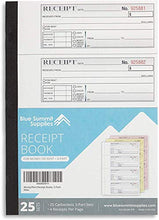 Load image into Gallery viewer, Blue Summit Supplies Triplicate Receipt Book, 5 Pack, 3 Part Carbonless Payment Receipt Books for Money, Rent, or Cash with White/Yellow/Pink Copies, 11 x 7.5 inch, 100 per Book, 500 Total

