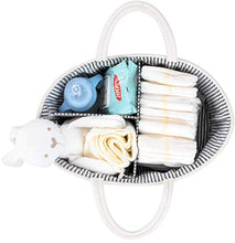 Load image into Gallery viewer, Luxury Little Baby Diaper Caddy Organizer - Rope Nursery Storage Bin for Boys and Girls - Large Tote Bag &amp; Car Organizer with Removable Inserts - Baby Shower Gift Basket - Newborn Registry Must Haves
