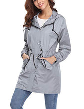 Load image into Gallery viewer, Womens Outdoor Waterproof Lightweight Windbreaker Raincoat Hooded Rain Jacket

