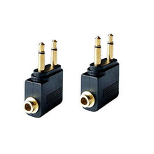 Load image into Gallery viewer, Dual 3.5mm Male to 3.5mm Female Airplane Headphone Adapter Gold Plated (2 Pack)
