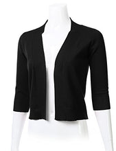 Load image into Gallery viewer, Womens Classic 3/4 Sleeve Open Front Cropped Cardigan LEMONYELLOW S
