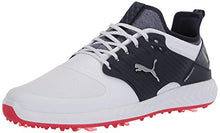Load image into Gallery viewer, Puma Golf Men's Ignite Pwradapt Caged Golf Shoe, Puma White-Puma Silver-Peacoat, 10.5 M US
