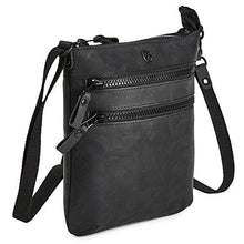 Load image into Gallery viewer, COCHOA Small Triple Zip Real Leather Women's Crossbody- Premium Vintage Crossover Shoulder Sling Bag
