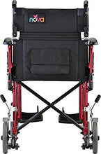 Load image into Gallery viewer, NOVA Medical Products Lightweight Transport Chair with Removable &amp; Flip Up Arms for Easy Transfer, Anti-Tippers Included, Red, 19"
