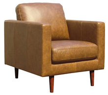 Load image into Gallery viewer, Amazon Brand – Rivet Revolve Modern Leather Armchair with Tapered Legs, 33"W, Caramel
