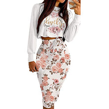 Load image into Gallery viewer, Aniywn Women's Two Piece Outfits Casual Long Sleeve Crop Tops and Stretchy Skirt Sets Sexy Mini Bodycon Skirt Dress Suit White
