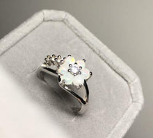 Load image into Gallery viewer, LARDROK Exquisite Round Cut White Fire Opal Stone Flower Women Opal Rings Diamond Jewelry Birthday Proposal Gift Bridal Engagement Party Band Rings Size 6-10
