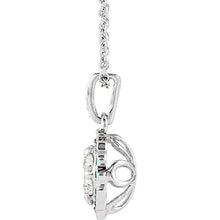 Load image into Gallery viewer, FB Jewels 14k White Gold Emerald &amp; 1/3 CTW Diamond Necklace
