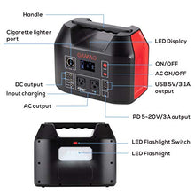 Load image into Gallery viewer, OMMO Portable Power Station, 555Wh Outdoor Solar Generator, 150000mAh Lithium Battery Pack with Pure Sine Wave 110V/500W AC Outlet, PD 60W for Camping, Power Cut, CPAP, Emergency

