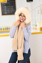 Load image into Gallery viewer, Lucky Beth Winter Warm Women Hoodie Hat/Scarf/Gloves Set Soft Plush Thick Warm Hat
