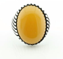 Load image into Gallery viewer, KAR 925K Stamped Solid Sterling Silver Yemeni Agate (Aqeeq) Men's Ring P3A (12.5)
