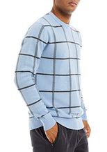 Load image into Gallery viewer, Mens Fall Sweater Pullovers for Men Casual Sweater Mens Casual Crewneck Fall Winter Pullovers Basic Cotton Sweater for Men Light Blue
