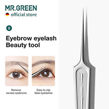 Load image into Gallery viewer, MR.GREEN Ingrown Hair Tweezers Needle Nose Pointed Tips Tweezers For Eyebrows Splinters Blackhead Removal Acne Clip Extractor (Long)
