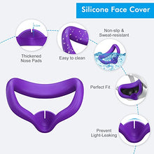 Load image into Gallery viewer, Relohas Oculus Quest 2 Accessories Set, Touch Controller Grip Leather Cover, Front Face Protector Cover, Silicone Face Cover with Lens Protective Cover, Protect Your VR in All Aspects(4PCS, Purple)

