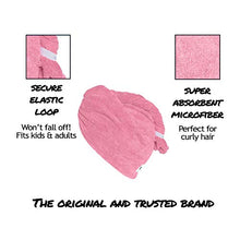 Load image into Gallery viewer, Turbie Twist Microfiber Hair Towel Wrap for Women and Men | 4 Pack | Bathroom Essential Accessories | Quick Dry Hair Turban for Drying Curly, Long &amp; Thick Hair (Pink, Blue, Grey, White)
