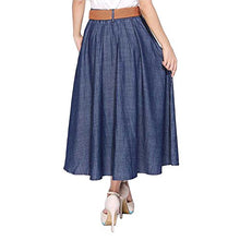 Load image into Gallery viewer, Kaachli Women's Midi Denim Skirt (with a Belt), Blue, (XL)
