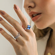 Load image into Gallery viewer, Thunaraz 6 Pcs Silver Fidget Rings for Anxiety Adjustable Butterfly Sun Spinner Rings for Women Rotatable Fidget Bead Ring for Stress Relieving with Box
