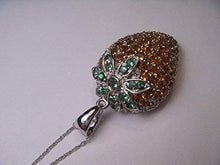 Load image into Gallery viewer, Gorgeous 14K White Gold Orange Citrine Tsavorite Strawberry Pendant Necklace
