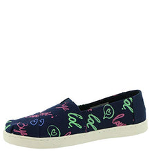 Load image into Gallery viewer, TOMS Kids Girl's Alpargata (Little Kid/Big Kid) Navy Electric Love Print/Glow in The Dark 4 Big Kid
