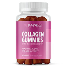 Load image into Gallery viewer, Collagen Gummies Type I and III with Zinc, Vitamin E &amp; C and 3000mcg Biotin for Hair, Skin, and Nail Growth
