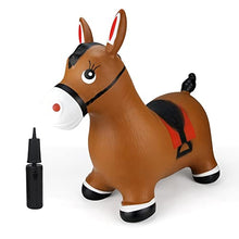 Load image into Gallery viewer, INPANY Bouncy Horse Hopper- Brown Inflatable Jumping Horse, Ride on Rubber Bouncing Animal Toys for Kids/ Toddlers/ Children/ Boys/ Girls ( Pump Included)
