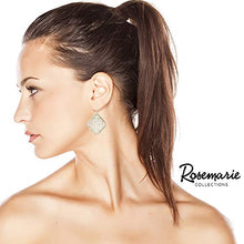 Load image into Gallery viewer, Rosemarie Collections Women's Two Tone Metal Filigree Quatrefoil Dangle Earrings (Silver)
