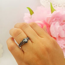 Load image into Gallery viewer, Dazzlingrock Collection 1.35 Carat (Ctw) Black Rhodium Plated Silver Black Diamond Ladies Bridal Engagement Ring Set, Size 7

