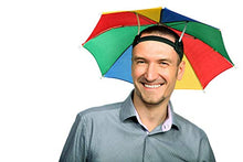 Load image into Gallery viewer, Bedwina Umbrella Hat (Pack of 4) - 20 Inch, Hands Free, Funny Rainbow Colorful Beach Party Hats, Adjustable Size Fits All Ages, Kids, Men &amp; Women
