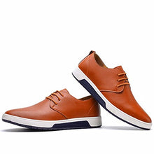 Load image into Gallery viewer, konhill Men's Casual Oxford Shoes Breathable Flat Fashion Lace-up Dress Shoes,Brown,39
