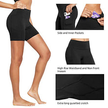 Load image into Gallery viewer, BALEAF Women's 5" Running Yoga Workout Compression Seamless Active Volleyball Shorts Pocketed Shorts Black Size M
