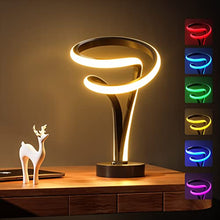 Load image into Gallery viewer, airnasa Modern Spiral RGB Table Lamp, 7 Colors 10 Light Modes LED Nightstand Lamp, Touch Dimmable Bedroom lamp, Cool Lamps for Living Room Bedroom Office, Unique Lamps for Ideal Gift (Black)
