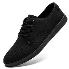 Load image into Gallery viewer, Men's Oxfords Dress Sneakers Mesh Black Slip On Shoes Workout Minimalist Laces Up Breathable Loafers Tennis Shoe Black Size 9.5
