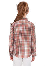 Load image into Gallery viewer, SOLOCOTE Girls Long Sleeve Flannel Plaid Shirt Button Down Cotton Blouse Loose Soft Tops, SLN2116-Pink-13-14Y
