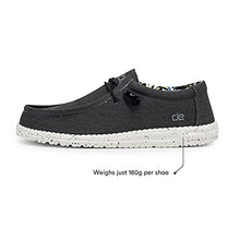 Load image into Gallery viewer, Hey Dude Men's Wally Stretch Black Size 13 | Men’s Shoes | Men's Lace Up Loafers | Comfortable &amp; Light-Weight
